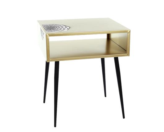 Galaxy metal bedside table, gold with black legs