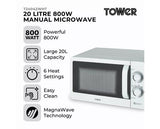 Tower 20L 800W Manual Microwave