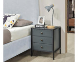 Alva 3 Drawer Bedside - Dark Grey