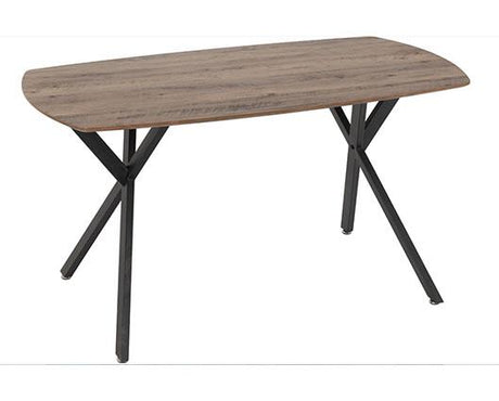 ATHENS RECT & LUKAS DINING SET (X4 CHAIRS) - MEDIUM OAK EFFECT/SAPPHIRE BLUE VELVET