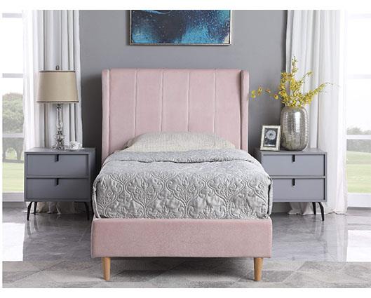 AMELIA 3' BED - PINK VELVET FABRIC
