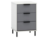 MADRID 3 DRAWER BEDSIDE - GREY/WHITE GLOSS