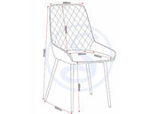 ATHENS RECT & AVERY DINING SET (X4 CHAIRS) - CONCRETE/GREY VELVET
