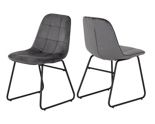 MARLOW & LUKAS DINING SET (X4 CHAIRS) - WHITE MARBLE/GREY VELVET