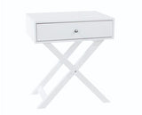 Cross Leg 1 Drawer Bedside Cabinet-White