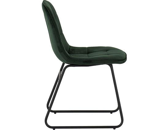 QUEBEC WAVE & LUKAS DINING SET (X4 CHAIRS) - MEDIUM OAK EFFECT/EMERALD GREEN VELVET