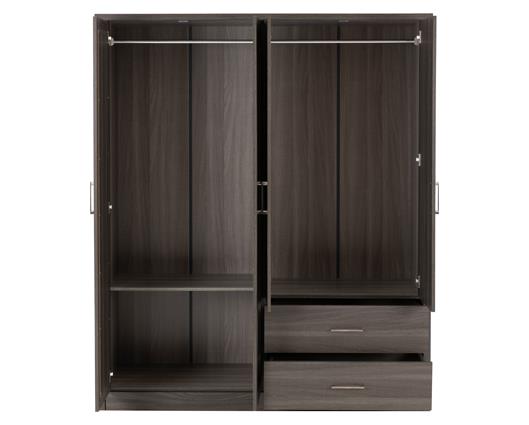 LISBON 4 DOOR WARDROBE - BLACK WOOD GRAIN