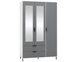 MADRID 3 DOOR 2 DRAWER WARDROBE - GREY/WHITE GLOSS