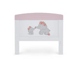 Grace Inspire Cot Bed + Fibre Mattress - Me & Mini Me Elephants Pink