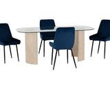 MODENA & AVERY DINING SET (X4 CHAIRS) - CREAM/SAPPHIRE BLUE VELVET
