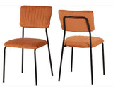 SHELDON ROUND GLASS TOP DINING SET (X4 CHAIRS) - CLEAR GLASS/BURNT ORANGE VELVET FABRIC