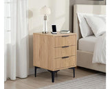 MIAMI 3 DRAWER BEDSIDE - OAK EFFECT/BLACK