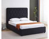 MADISON 4'6" OTTOMAN BED - BLACK VELVET FABRIC