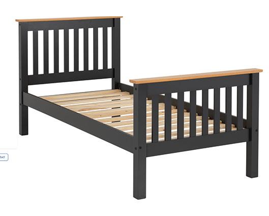 MONACO 3' HIGH END BED - DARK GREY/OAK EFFECT