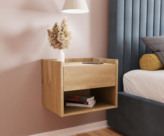 Harmony Wall Mounted Bedside Tables (Pair)- Oak