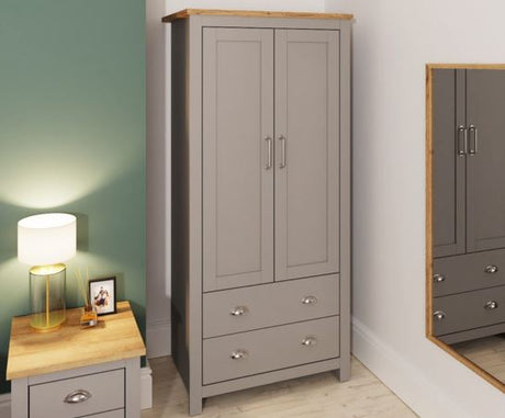 Lincoln 2 Door Wardrobe- Light Grey
