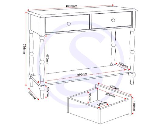 STRATFORD 2 DRAWER CONSOLE TABLE - WHITE