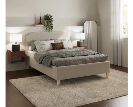 Finlee Boucle Ottoman King Bed- Natural Stone