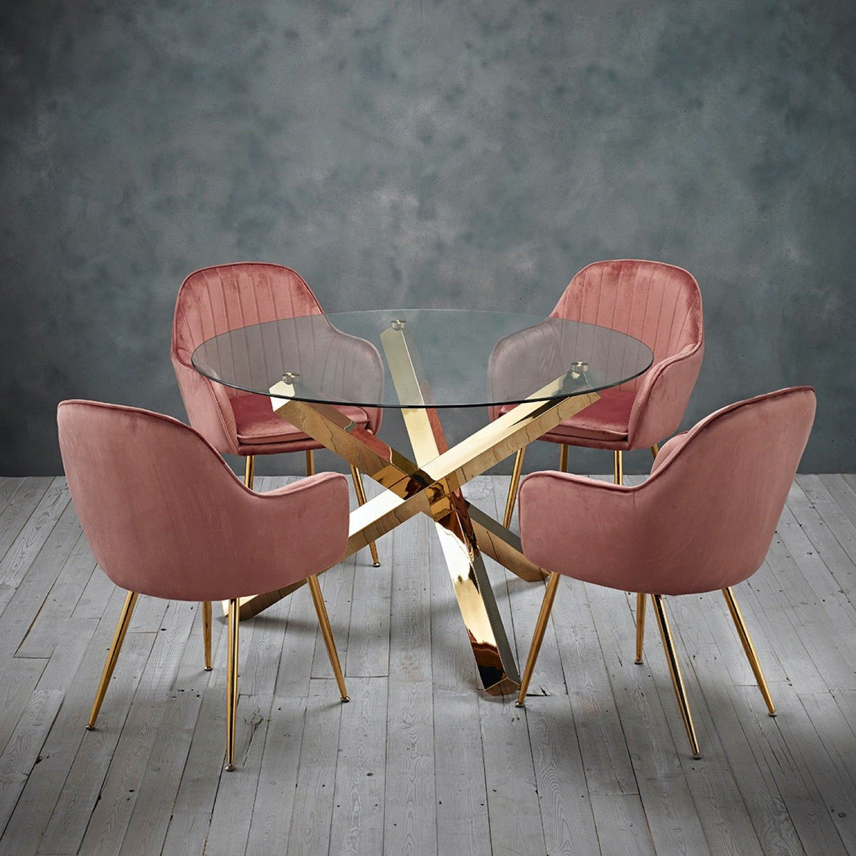 Lonnie Dining Chair Vintage Pink With Gold Legs (Pack of 2)