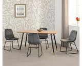 HAMILTON & LUKAS MEDIUM DINING SET (X4 CHAIRS) - MEDIUM OAK EFFECT/GREY VELVET