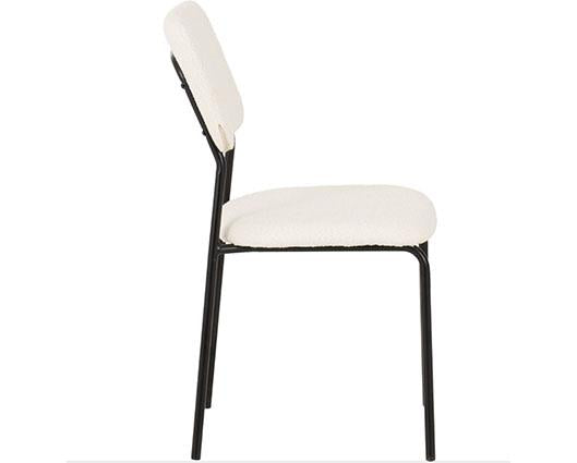 MARLOW & SHELDON DINING SET (X4 CHAIRS) - WHITE MARBLE/IVORY BOUCLE FABRIC