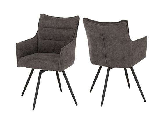 LEWIS CARVER SWIVEL DINING CHAIR (X2 PER BOX) - GREY FABRIC
