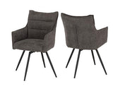 LEWIS CARVER SWIVEL DINING CHAIR (X2 PER BOX) - GREY FABRIC