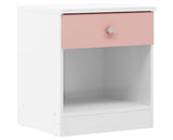 DENVER 1 DRAWER BEDSIDE - WHITE/PINK GLOSS