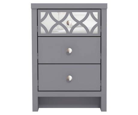 Arianna 3 Drawer Bedside Table- Cool Grey