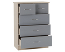 Neptune 3+2 Drawer Chest - Grey Gloss/Light Oak Effect Veneer