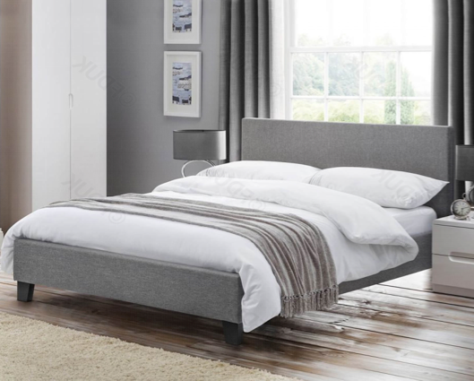 Rialto King Bed - Light Grey Linen Fabric Bed - Light Grey Linen King