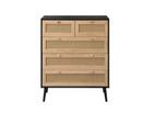 Catalina 5 Drawer Rattan Chest- Black