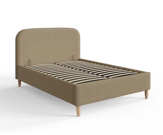 Finlee Boucle Ottoman King Bed- Natural Mushroom