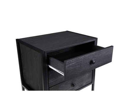 Zulu Nightstand with 3 Drawers-Black