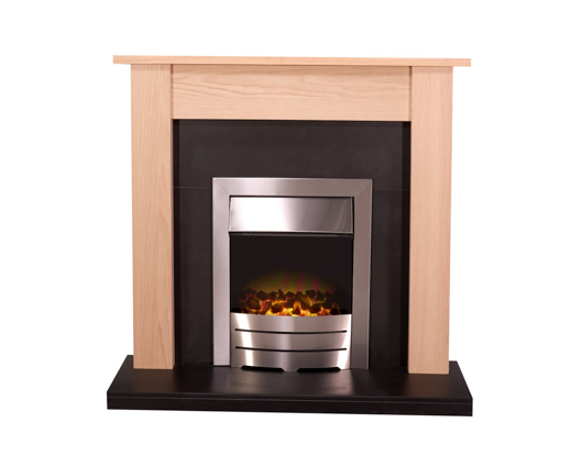 Skyla Fireplace Suite in Oak & Black, 43 Inch