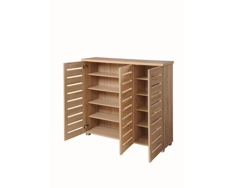 Tall 3 Door Shoe Cabinet-Oak
