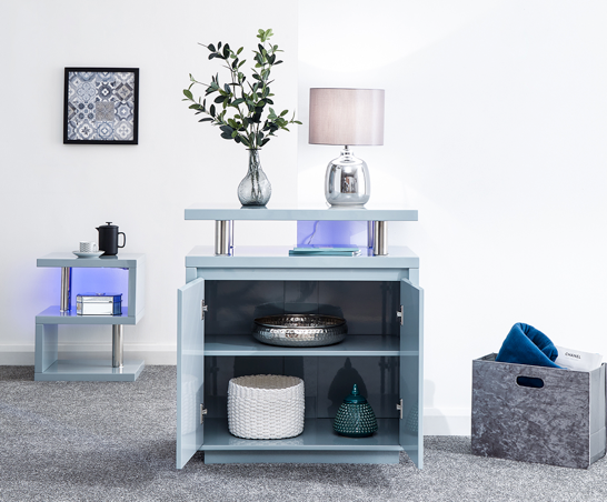 Polar High Gloss Led Sideboard- Grey