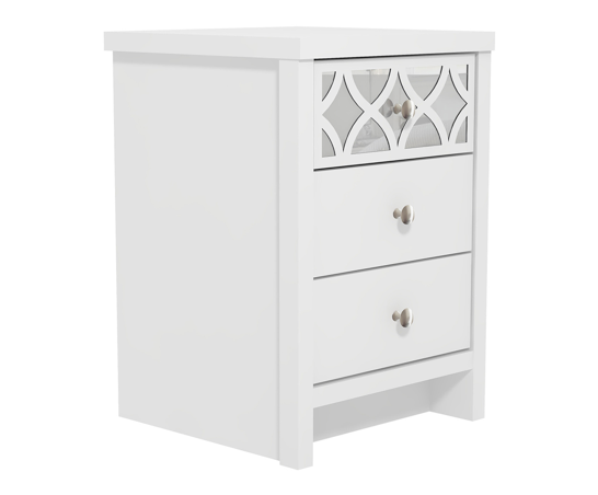 Arlo 3 Drawer Bedside Table- White