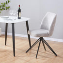 Aspen swivel dining chairs, light grey cord fabric with black metal legs (pair)