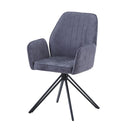 Aspen swivel dining armchairs, grey fabric with black metal legs (pair)