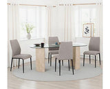 MODENA & CHILTON DINING SET (X4 CHAIRS) - CREAM/GREY FABRIC