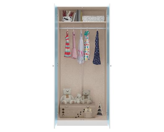 DENVER 2 DOOR WARDROBE - WHITE/BLUE GLOSS