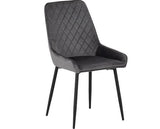 ATHENS RECT & AVERY DINING SET (X4 CHAIRS) - MEDIUM OAK EFFECT/GREY VELVET