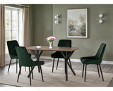 ATHENS RECT & AVERY DINING SET (X4 CHAIRS) - MEDIUM OAK EFFECT/EMERALD GREEN VELVET