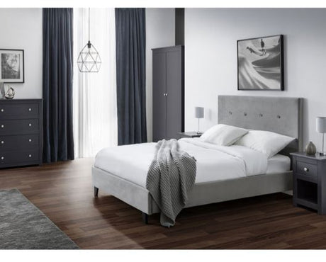 Shoreditch High Headboard Double Bed - Slate Velvet Grey