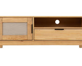 CORONA RATTAN 1 DOOR 1 DRAWER TV UNIT - DISTRESSED WAX PINE/RATTAN EFFECT