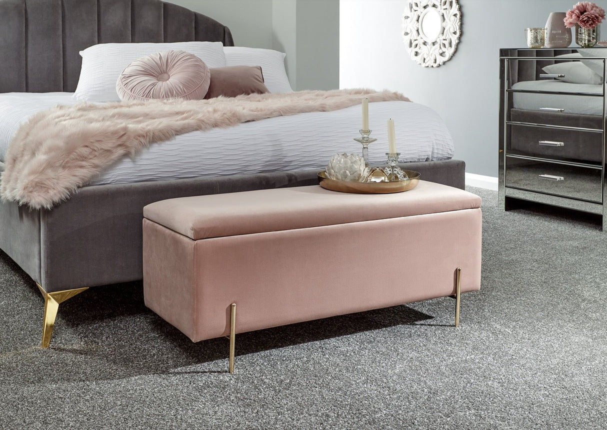 Melta Ottoman Storage Bench- Pink
