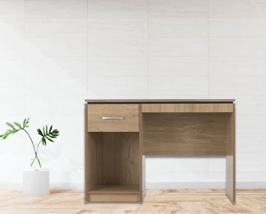 Cordell Computer Desk - Oak Effect Veneer with Walnut Trim