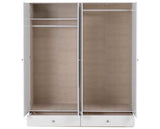 DENVER 4 DOOR 2 DRAWER MIRRORED WARDROBE - WHITE GLOSS