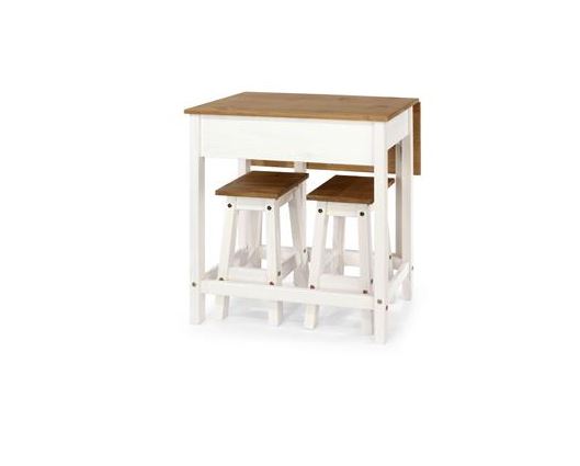 Corona Grey Breakfast Drop Leaf Table & 2 Stool Set